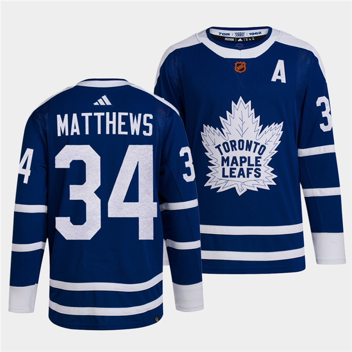 Men's Toronto Maple Leafs #34 Auston Matthews Blue 2022 Reverse Retro Stitched Jersey